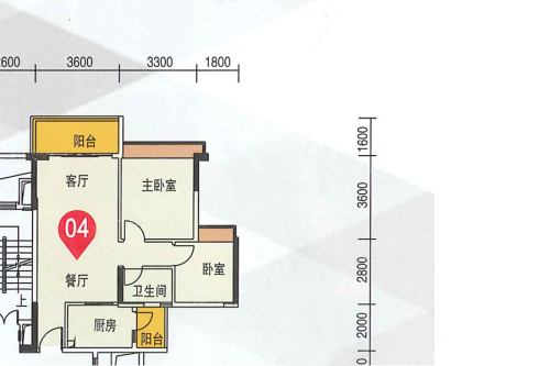 翰林名苑4栋04单元-2室2厅1卫1厨建筑面积76.13平米