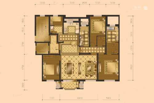 新湖仙林金谷D户型168.17平-4室2厅2卫1厨建筑面积168.17平米