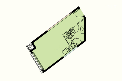 万达城公寓B类户型-1室1厅1卫1厨建筑面积41.57平米