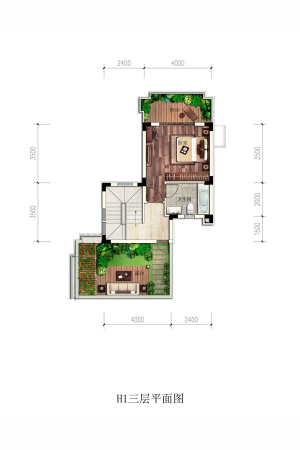 成都万达1号H1户型三层平面图-5室4厅3卫1厨建筑面积137.00平米