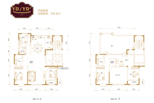鑫界王府YDYD'户型-5室3厅3卫1厨建筑面积242.36平米