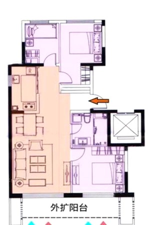 阳光城·檀悦115平户型-3室1厅1卫1厨建筑面积115.00平米