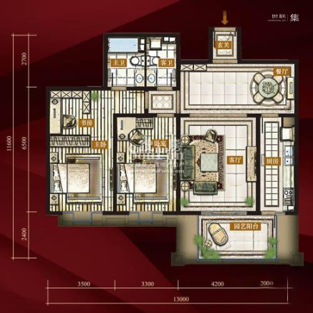 西单上国阙B2户型-3室2厅2卫1厨建筑面积162.28平米