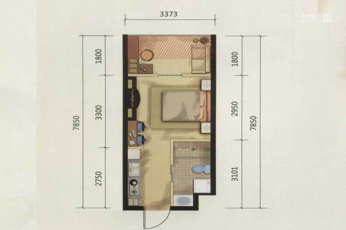 博荣水立方[10]美立方户型-1室1厅1卫0厨建筑面积28.29平米