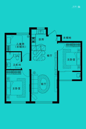 西美花盛2-17层A户型-3室2厅1卫1厨建筑面积86.00平米
