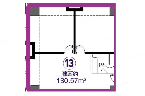 12时区公寓04户型-2室1厅1卫0厨建筑面积130.57平米