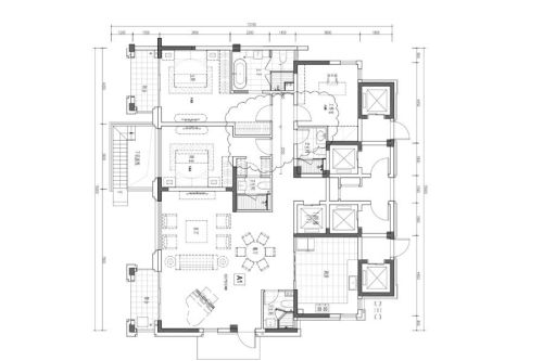 鲁能泰山7号院一期2#和3#185平户型-3室2厅4卫1厨建筑面积185.00平米