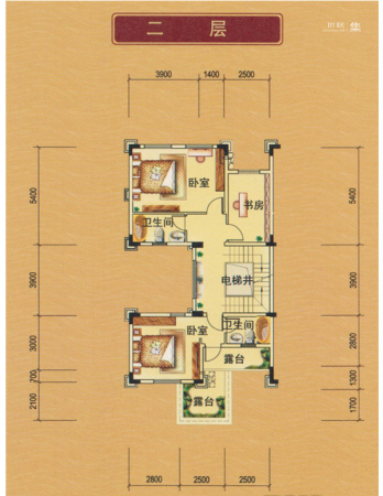 山水豪廷D-2户型平面图二层-3室0厅2卫0厨建筑面积200.00平米