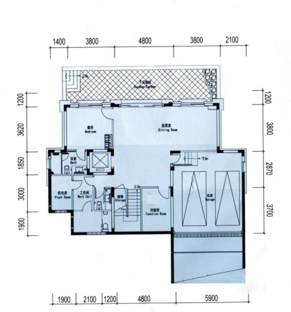 御涛园C2户型花园层平面图-7室3厅6卫1厨建筑面积442.00平米