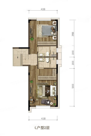 国信南山C户型二层-3室2厅4卫1厨建筑面积160.00平米