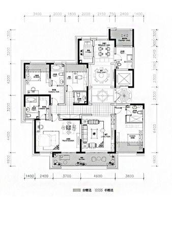 天地源·丹轩坊222平户型-4室2厅5卫1厨建筑面积222.00平米