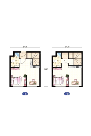 新大E+时代50平米户型图-1室1厅1卫1厨建筑面积50.00平米