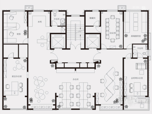 555国际A栋楼层平面图-5室0厅0卫0厨建筑面积300.00平米