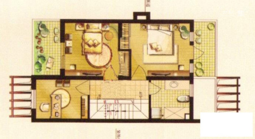 正阳世纪星城别墅三期联排A户型二层-3室3厅3卫1厨建筑面积226.96平米