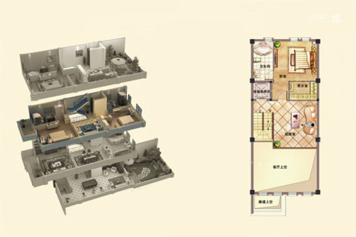 联发欣悦湾180㎡别墅二层-3室2厅3卫1厨建筑面积180.00平米