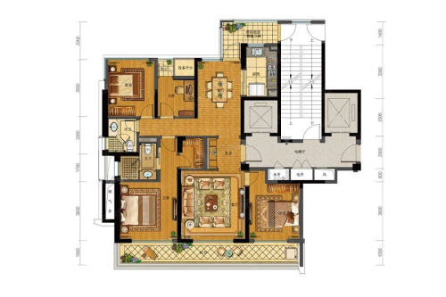 融创时代奥城C6户型139方-4室2厅2卫1厨建筑面积139.00平米