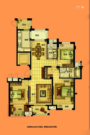 理想康城国际J户型-4室2厅2卫1厨建筑面积154.00平米