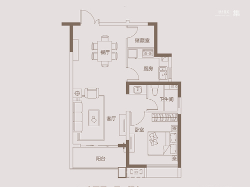 麒麟山庄公园境二期29#标准层F2户型-2室2厅1卫1厨建筑面积69.00平米