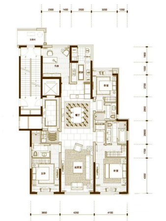 富力江湾新城C1户型-4室2厅3卫1厨建筑面积190.00平米