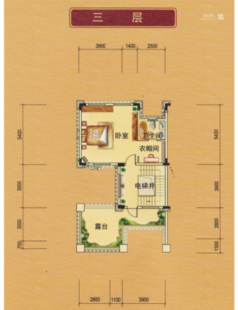 山水豪廷D-2户型平面图三层-1室0厅0卫0厨建筑面积200.00平米