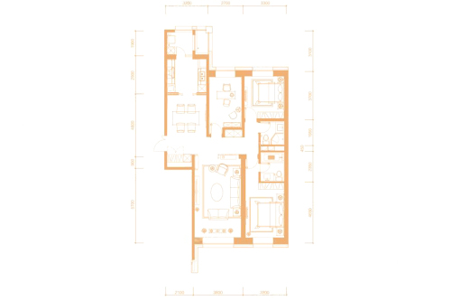 雅颂大苑E户型-3室2厅2卫1厨建筑面积160.00平米