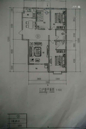 领南庄园13#14#楼120平户型-3室2厅2卫1厨建筑面积120.00平米