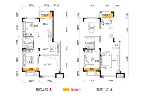 东方银座·自贸柏林城复式A户型-3室4厅2卫1厨建筑面积152.57平米