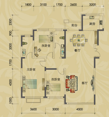 倚澜观邸二期2#楼高层2户型-3室2厅2卫1厨建筑面积153.00平米