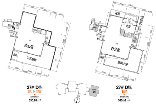 科瀛智创谷27#D栋负一层、一层户型-27#D栋负一层、一层户型-1室0厅0卫0厨建筑面积2412.88平米