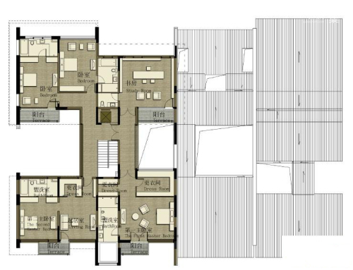 涵璧湾b5户型二层-6室5厅4卫1厨建筑面积1394.70平米