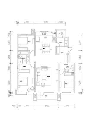 万科惠斯勒小镇四期160平米户型图-四期160平米户型图-3室2厅2卫1厨建筑面积160.00平米