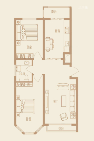 龙跃·金水湾9#A户型-2室1厅1卫1厨建筑面积99.81平米