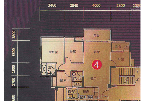 汇凯嘉园4室2厅2卫1厨建筑面积104.55平米