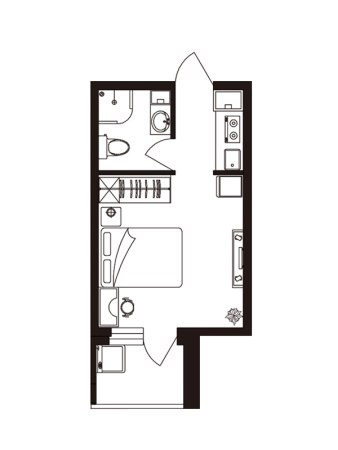 爱琴花园11号门户型-1室0厅1卫1厨建筑面积32.03平米