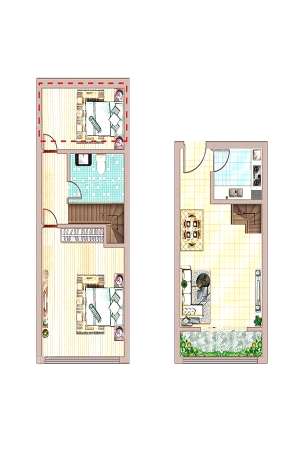文一名门金隅公寓户型-2室1厅1卫1厨建筑面积35.88平米