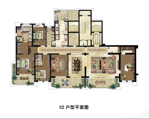 云锦东方C2户型-4室2厅3卫2厨建筑面积245.00平米