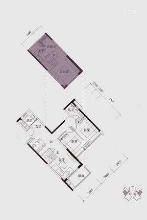 保利紫云A2栋奇数层03、04户型-4室2厅1卫1厨建筑面积93.21平米