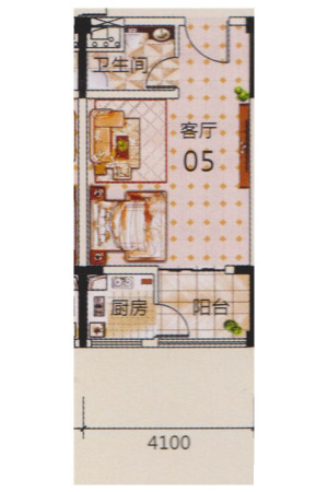 尚城三期21区2幢05户型-21区2幢05户型-1室1厅1卫1厨建筑面积38.00平米