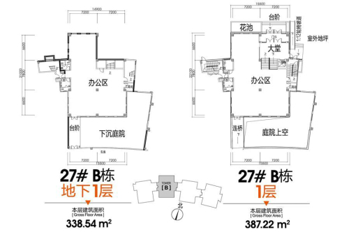 科瀛智创谷27#B栋负一层、一层户型-27#B栋负一层、一层户型-1室0厅0卫0厨建筑面积2376.92平米