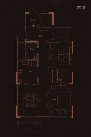 华府天地愉园E1-1户型地上一层-E1-1户型地上一层-4室3厅3卫1厨建筑面积149.00平米