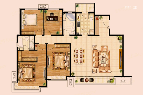 富力城5#-8#C户型-4室2厅2卫1厨建筑面积166.00平米