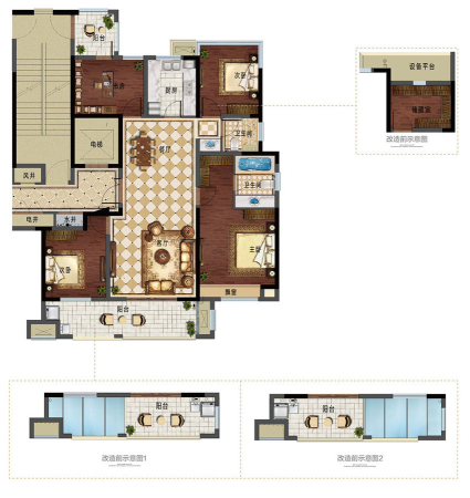 新城香悦半岛C2户型-4室2厅2卫1厨建筑面积138.00平米