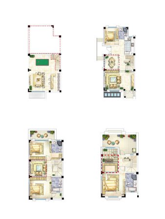 路劲上海院子A1户型-4室2厅4卫1厨建筑面积241.00平米