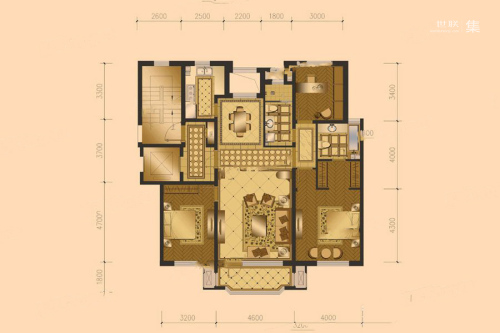 新湖仙林金谷B户型142.35平-3室2厅2卫1厨建筑面积142.35平米