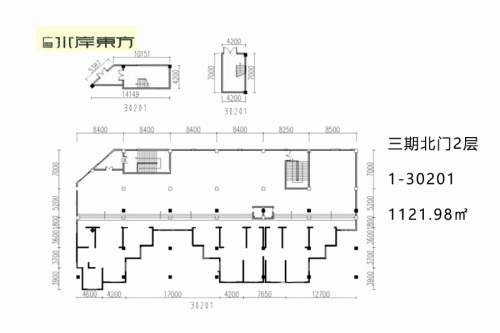 广厦水岸东方商铺三期北门2层1-30201（1121.98㎡）-1室1厅0卫0厨建筑面积1121.98平米