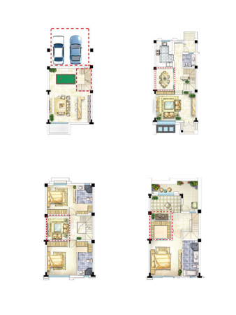 路劲上海院子A2户型-3室2厅4卫1厨建筑面积178.00平米
