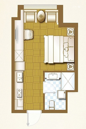 华府新天地A1户型-1室1厅1卫1厨建筑面积41.00平米