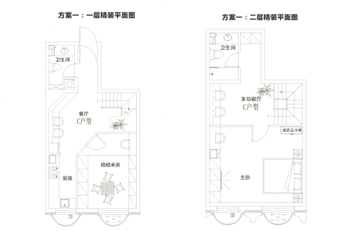 中央学府跃层C户型-2室2厅2卫1厨建筑面积110.00平米