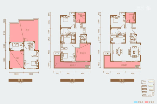 桃源漫步洋房A3户型-6室2厅4卫1厨建筑面积203.47平米