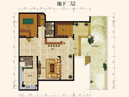 亿城上山间A.1户型地下二层-6室4厅6卫1厨建筑面积638.66平米